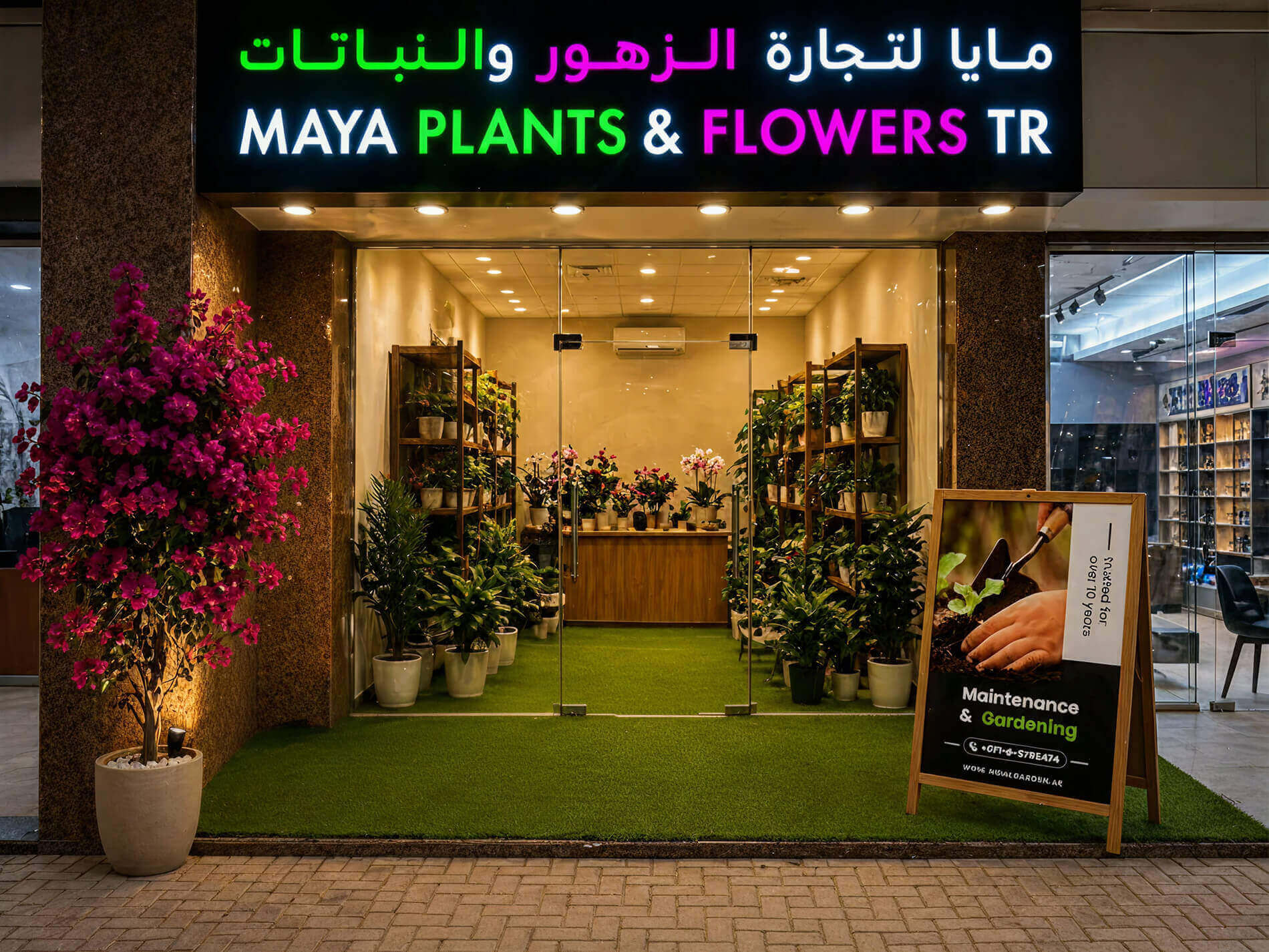 Maya Plants and Flowers storefront in Sharjah